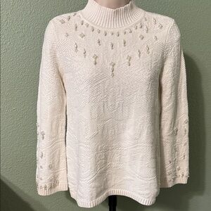 Chico’s Elegant Cream Sweater with Embellishments